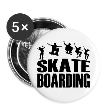 Longboard Skateboard Shirts Geschenk Silhoutte - Buttons klein 25 mm (5er Pack) - Weiß - Vorne