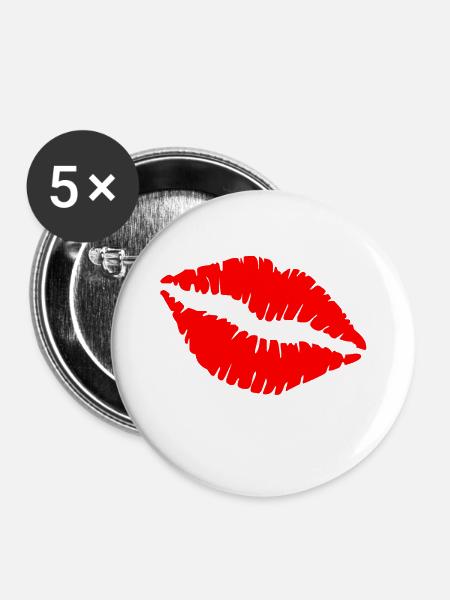 Kuss - Buttons klein 25 mm (5er Pack) - Weiß