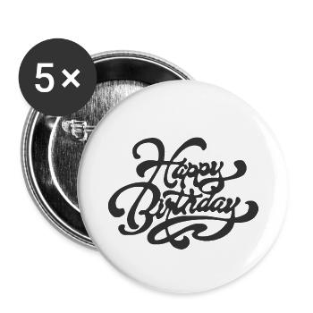 Joyeux anniversaire - Lot de 5 petits badges (25 mm) - blanc - Devant