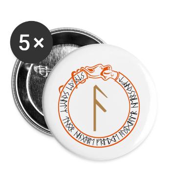 Schutzrune "Ansuz" - Inspiration - Vektor - Buttons klein 25 mm (5er Pack) - Weiß - Vorne