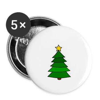 Tannenbaum mit Stern in Farbe - Buttons klein 25 mm (5er Pack) - Weiß - Vorne