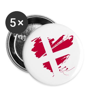 Dänemark Skandinavien Europa EU Flagge Herz hygge - Buttons klein 25 mm (5er Pack) - Weiß - Vorne