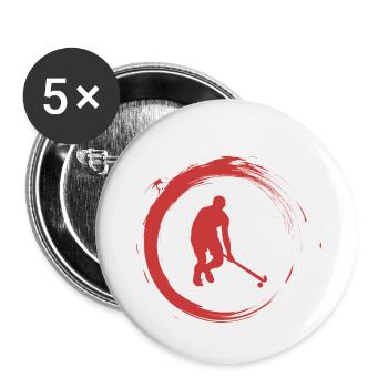 Hockey - Buttons klein 25 mm (5er Pack) - Weiß - Vorne