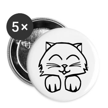 Cute Cat Cats Tshirt - Buttons small 1''/25 mm (5-pack) - white - Front