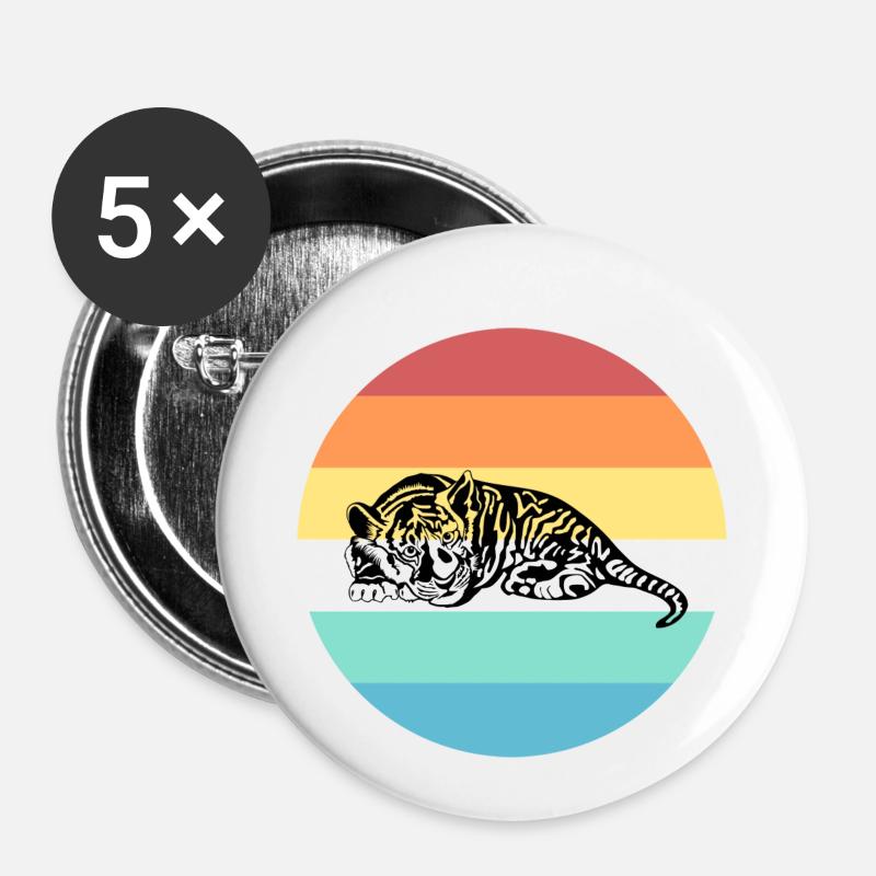 Tiger - Buttons klein 25 mm (5er Pack) - Weiß