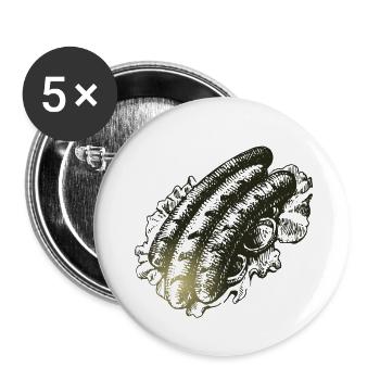 saucisse - Lot de 5 petits badges (25 mm) - blanc - Devant