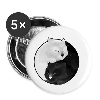 Yin Yang kitten (sleeping) - Buttons small 1''/25 mm (5-pack) - white - Front