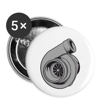 Turbo Turbolader Boost Ladedruck Tuning Geschenk - Buttons klein 25 mm (5er Pack) - Weiß - Vorne