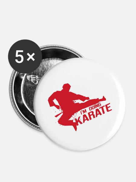 Karate Wettkampf - Buttons klein 25 mm (5er Pack) - Weiß