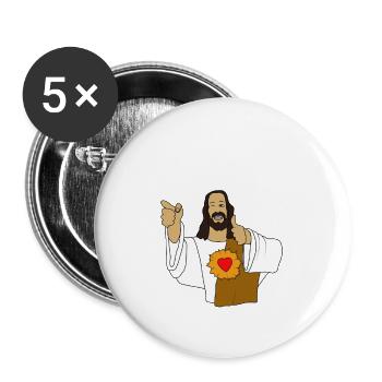 Jesus Meme God funny funny shirt chrétien - Lot de 5 petits badges (25 mm) - blanc - Devant