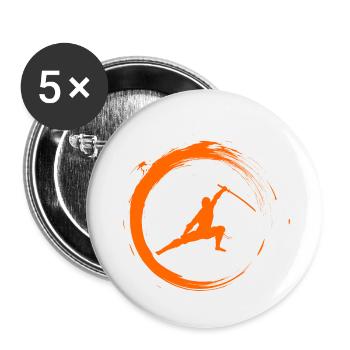 Ninja - Lot de 5 petits badges (25 mm) - blanc - Devant