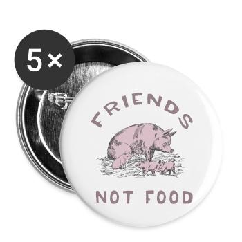 Friends not Food - Buttons klein 25 mm (5er Pack) - Weiß - Vorne