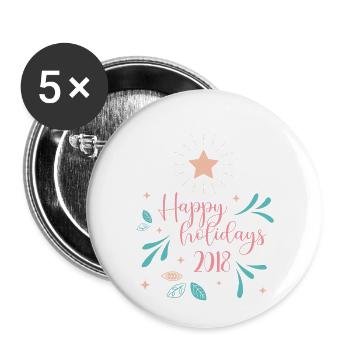 Merry star font Holidays Christmas - Buttons small 1''/25 mm (5-pack) - white - Front