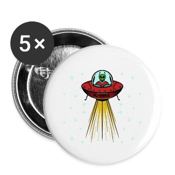 Weihnachten Weihnachtsmann als Alien im Ufo - Buttons klein 25 mm (5er Pack) - Weiß - Vorne