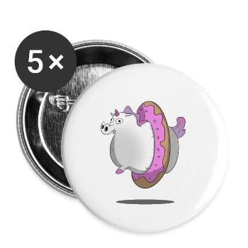 Unicorn / Einhorn - Donut - Buttons klein 25 mm (5er Pack) - Weiß - Vorne