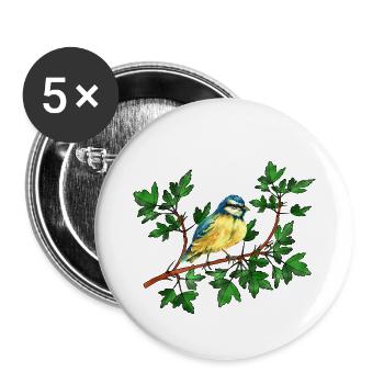 Oiseau de sikorka - Lot de 5 petits badges (25 mm) - blanc - Devant