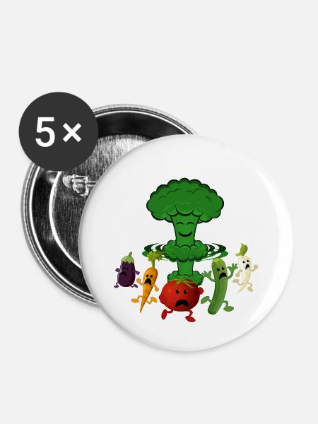 Broccoli super food - Buttons small 1''/25 mm (5-pack) - white