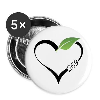 269 vegan vegan vegan cadeau animal végétarien - Lot de 5 petits badges (25 mm) - blanc - Devant