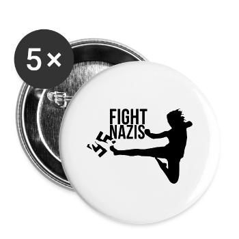 Fight Nazis! - Buttons small 1''/25 mm (5-pack) - white - Front