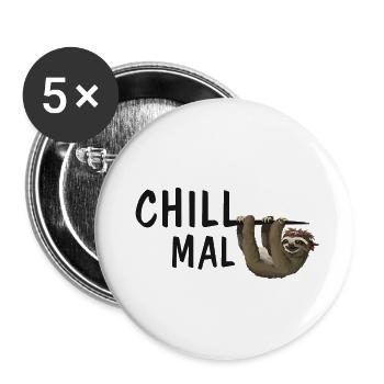 Chill avec la paresse - Lot de 5 petits badges (25 mm) - blanc - Devant