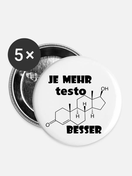 Testosteron - Buttons klein 25 mm (5er Pack) - Weiß