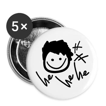 he he he_smile_boy - Buttons small 1''/25 mm (5-pack) - white - Front