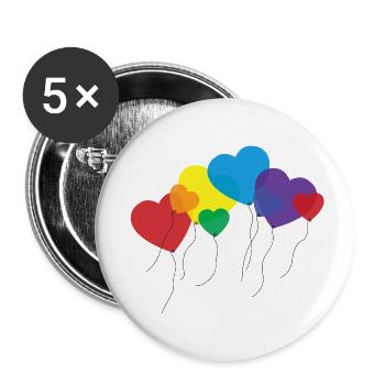 balloon hearts rainbow - Lot de 5 petits badges (25 mm) - blanc - Devant