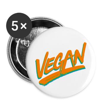 végétalien - Lot de 5 petits badges (25 mm) - blanc - Devant