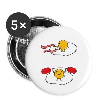 Spiegelei im Fitnessstudio - Buttons klein 25 mm (5er Pack) - Weiß - Vorne