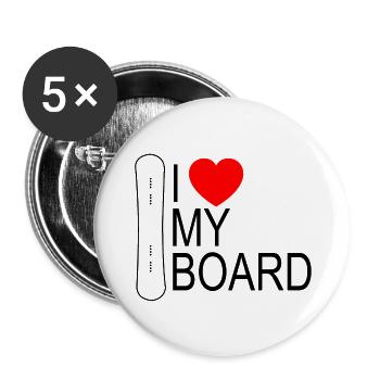 snowboard - Lot de 5 petits badges (25 mm) - blanc - Devant