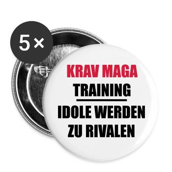 Krav Maga - Buttons klein 25 mm (5er Pack) - Weiß - Vorne