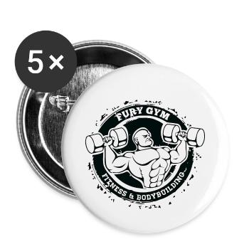 logo de musculation - Lot de 5 petits badges (25 mm) - blanc - Devant