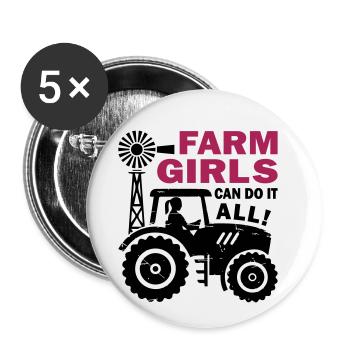 Farm Girls Can Do It All - Buttons small 1''/25 mm (5-pack) - white - Front