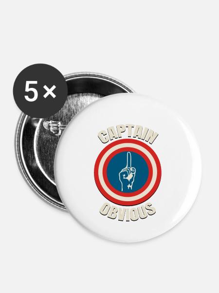 Captain Obvious - Buttons klein 25 mm (5er Pack) - Weiß