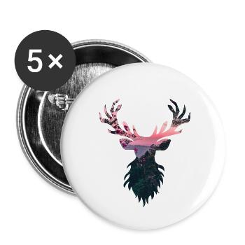 Deer Hirsch - Buttons klein 25 mm (5er Pack) - Weiß - Vorne