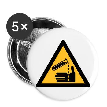Hazard Symbol - Corrosive (2-color) - Buttons small 1''/25 mm (5-pack) - white - Front