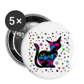 cat - Buttons small 1''/25 mm (5-pack) - white - Front