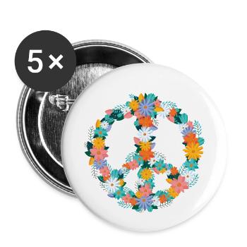 Signes de paix - Lot de 5 petits badges (25 mm) - blanc - Devant