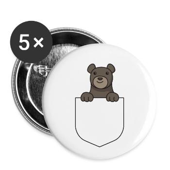 Hemd Tasche Bär Brusttasche Geschenk Bären Brust - Buttons klein 25 mm (5er Pack) - Weiß - Vorne