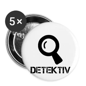 Loupe de détective blanche - Lot de 5 petits badges (25 mm) - blanc - Devant