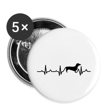 Hunde T-Shirt Dackel Hunde Liebhaber - Buttons klein 25 mm (5er Pack) - Weiß - Vorne