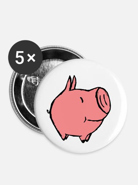 kleines Schweinchen - Buttons klein 25 mm (5er Pack) - Weiß