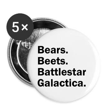 Bears Beets Battlestar Galactica | The Office - Buttons klein 25 mm (5er Pack) - Weiß - Vorne