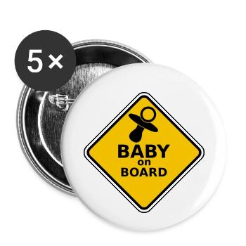 Bébé à bord - Lot de 5 petits badges (25 mm) - blanc - Devant