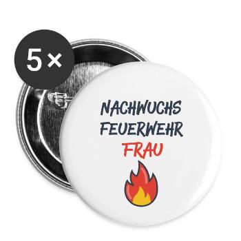 Feuerwehrfrau Frau Feuerwehr freiwillige 112 feuer - Buttons klein 25 mm (5er Pack) - Weiß - Vorne