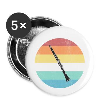 clarinette - Lot de 5 petits badges (25 mm) - blanc - Devant