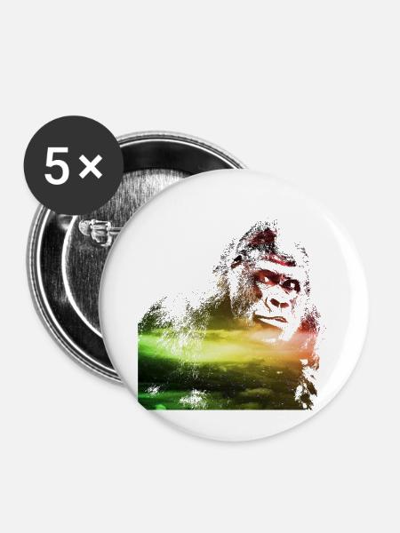 gorilla galaxy - Buttons klein 25 mm (5er Pack) - Weiß