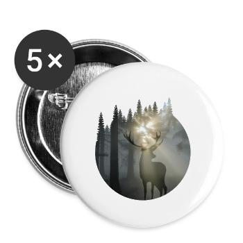 Nature Hirsch Deer Outdoor Wald Wildnis - Buttons klein 25 mm (5er Pack) - Weiß - Vorne