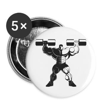 Bodybulding Kraftsport Hanteln Muskeln Fitness - Buttons klein 25 mm (5er Pack) - Weiß - Vorne