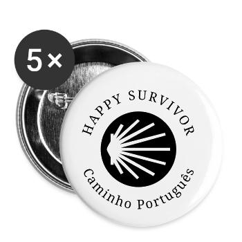 Happy Survivor Caminho Português 001 black - Buttons small 1''/25 mm (5-pack) - white - Front